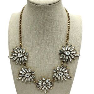 J.Crew Crystal Statement Necklace – Floral Cluster Design